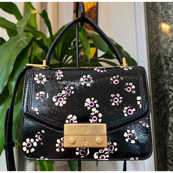 ♦️♦️ TORY BURCH AUTHENTIC BLACK PATENT LEATHER JULIETTE HANDBAG ♦️♦️ - Picture 15 of 15